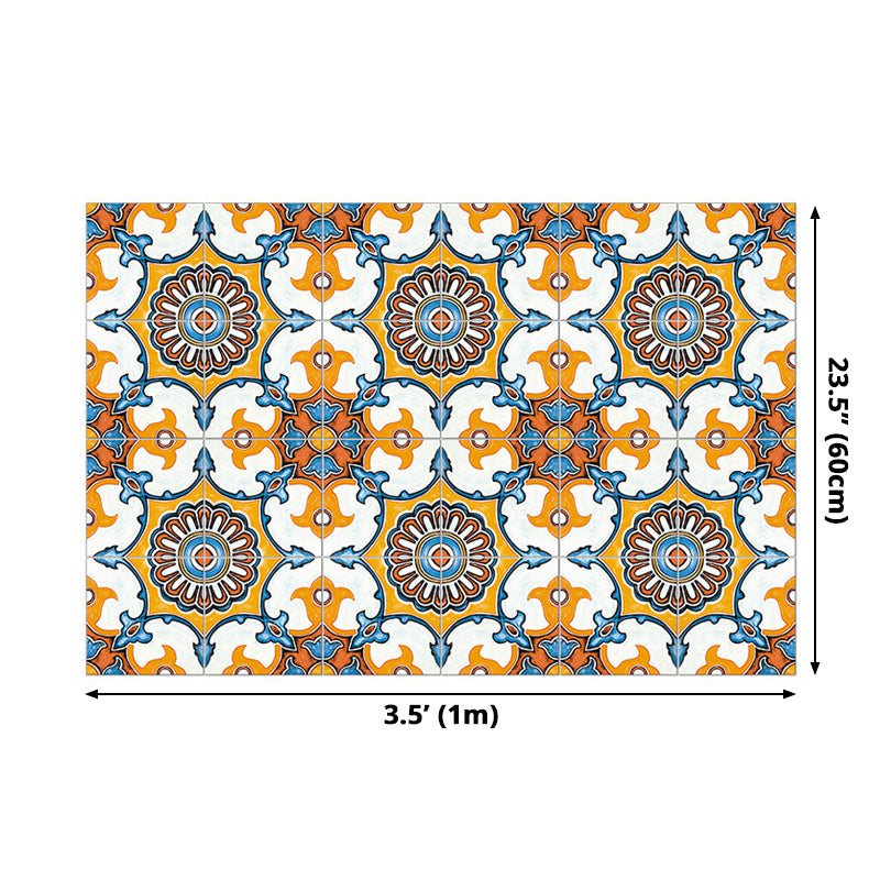 Ethnic Floral Pattern Stick Wallpaper Panels for Kitchen, Bright Color, 3.5' L x 23.5" W Clearhalo 'Wall Decor' 'Wallpaper' 1508927