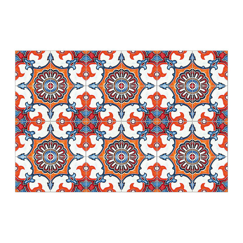 Ethnic Floral Pattern Stick Wallpaper Panels for Kitchen, Bright Color, 3.5' L x 23.5" W Clearhalo 'Wall Decor' 'Wallpaper' 1508929