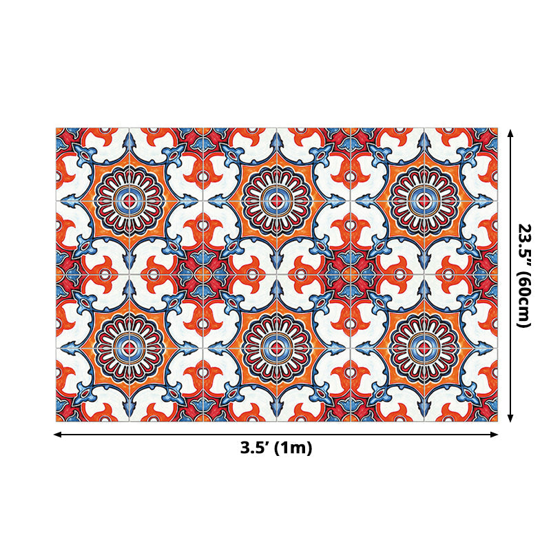 Ethnic Floral Pattern Stick Wallpaper Panels for Kitchen, Bright Color, 3.5' L x 23.5" W Clearhalo 'Wall Decor' 'Wallpaper' 1508930