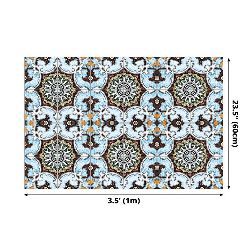 Ethnic Floral Pattern Stick Wallpaper Panels for Kitchen, Bright Color, 3.5' L x 23.5" W Clearhalo 'Wall Decor' 'Wallpaper' 1508933