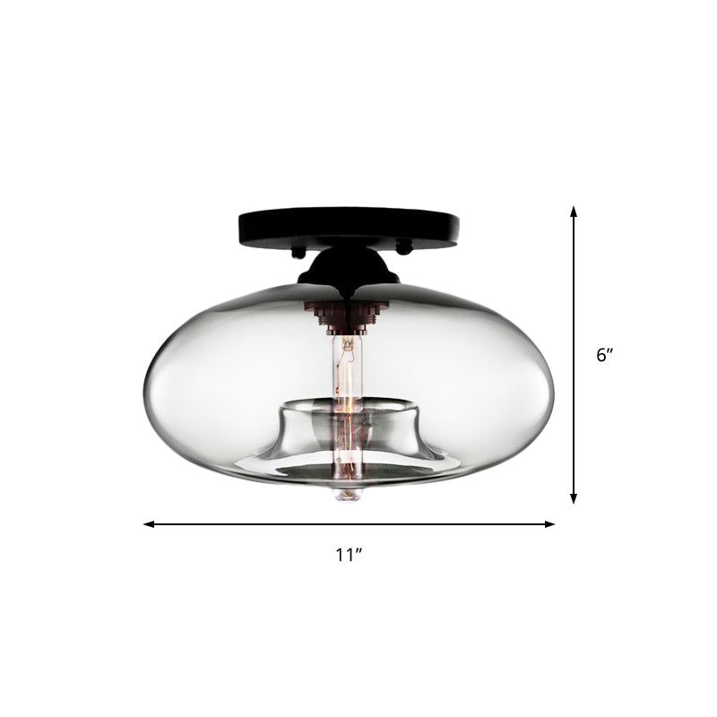 Glass Oval Flush Mount Lamp Simple Style 1 Light Clear/Amber/Smoky Ceiling Flush Mount for Hallway Clearhalo 'Ceiling Lights' 'Close To Ceiling Lights' 'Close to ceiling' 'Glass shade' 'Glass' 'Island Lights' 'Semi-flushmount' Lighting' 151117