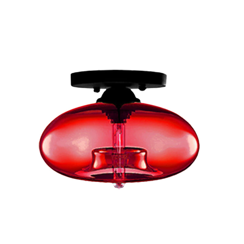 Glass Oval Flush Mount Lamp Simple Style 1 Light Clear/Amber/Smoky Ceiling Flush Mount for Hallway Clearhalo 'Ceiling Lights' 'Close To Ceiling Lights' 'Close to ceiling' 'Glass shade' 'Glass' 'Island Lights' 'Semi-flushmount' Lighting' 151126
