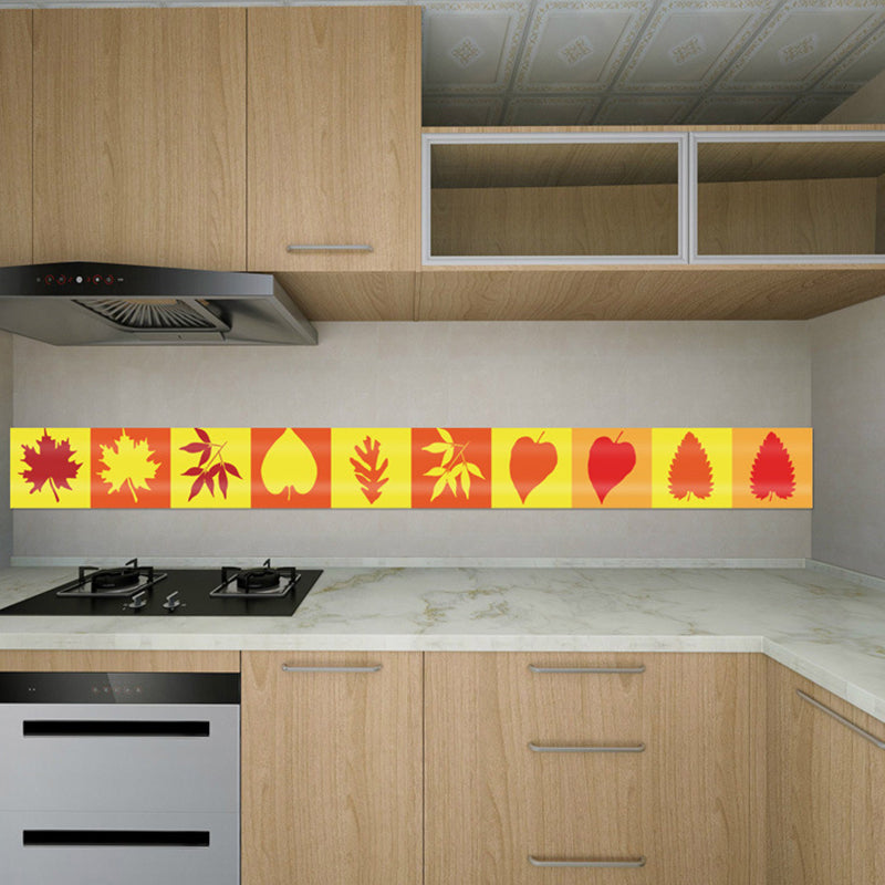 Rustic Botanix Leaf Wallpaper Panels Red-Yellow Easy Peel off Wall Decor for Kitchen Clearhalo 'Country wall decor' 'Rustic' 'Wallpaper' Wall Decor' 1512059