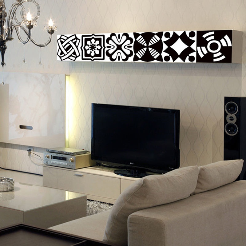 Modern Floral Patterned Wallpaper Panels Black-White Geometry Self Sticking Wall Art Clearhalo 'Modern wall decor' 'Modern' 'Wallpaper' Wall Decor' 1512143