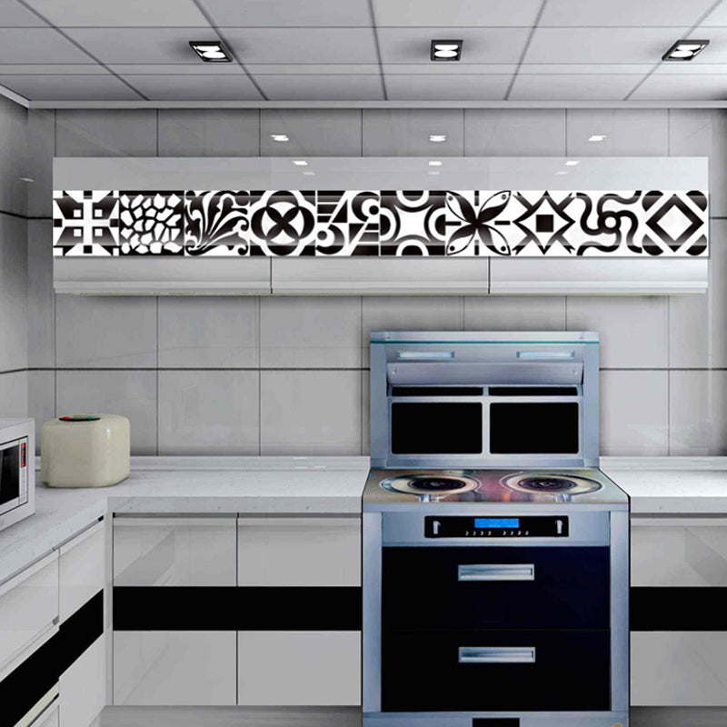 Modern Floral Patterned Wallpaper Panels Black-White Geometry Self Sticking Wall Art Clearhalo 'Modern wall decor' 'Modern' 'Wallpaper' Wall Decor' 1512147