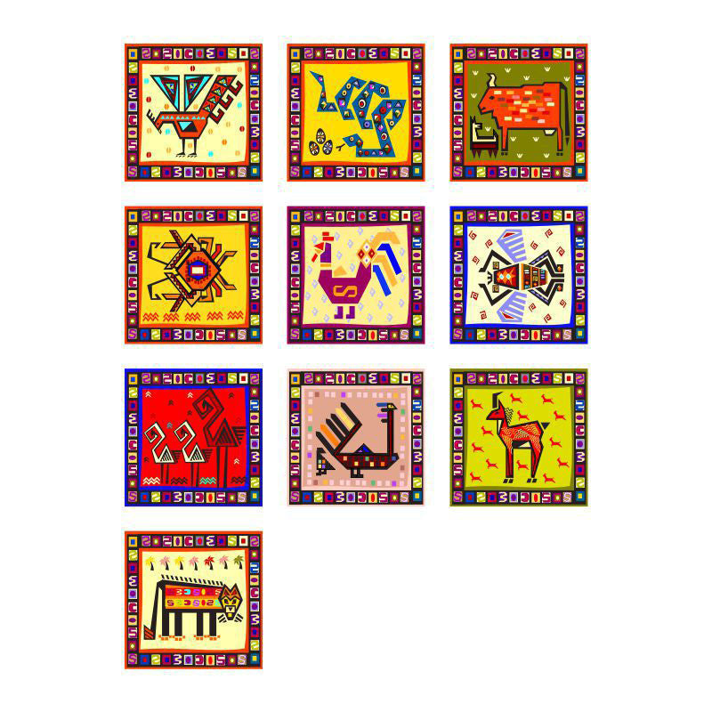 Kids Tribal Pattern Animal Wallpapers Red-Yellow-Green Stick On Wall Art for Baby Room Clearhalo 'Wall Decor' 'Wallpaper' 1512203
