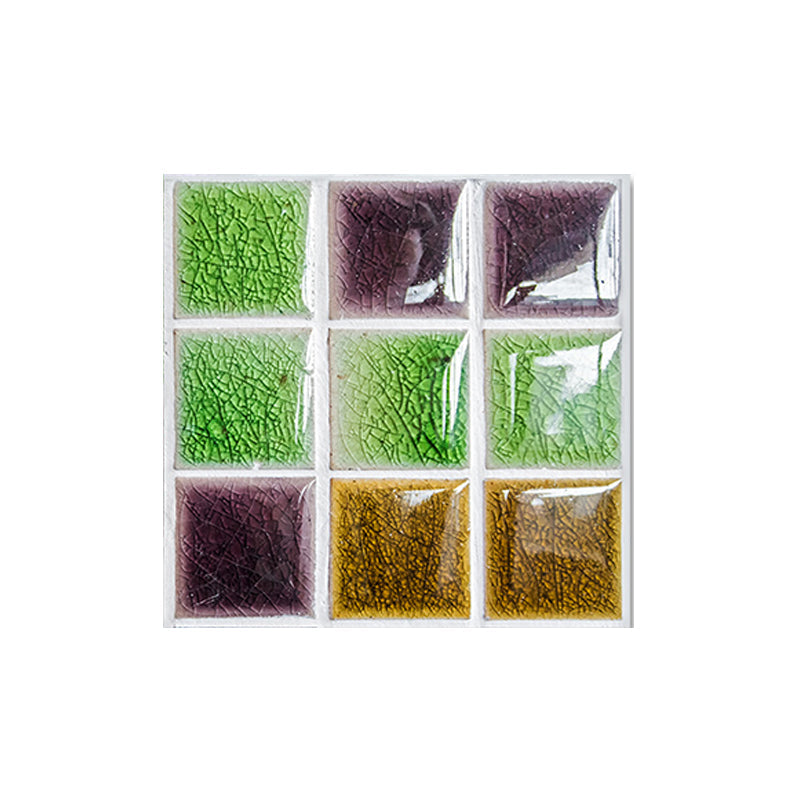 Modern Crackle Look Stick Wallpaper Panels 18 Pieces Green Mosaic Tile Wall Art for Kitchen Clearhalo 'Wall Decor' 'Wallpaper' 1512996