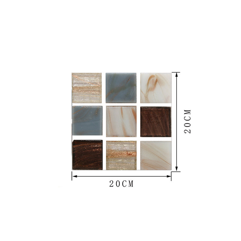 Marble Mosaic Tile Wallpaper Panels 18 Pcs Peel off Modern Kitchen Wall Decor, 8' L x 8" W Clearhalo 'Wall Decor' 'Wallpaper' 1513081