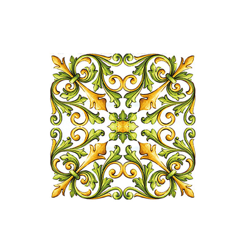 Mosaics Tile Adhesive Wallpapers 18 Pieces Boho Enchanting Fleur-De-Lis Wall Art in Green, 8' x 8" Clearhalo 'Wall Decor' 'Wallpaper' 1513157