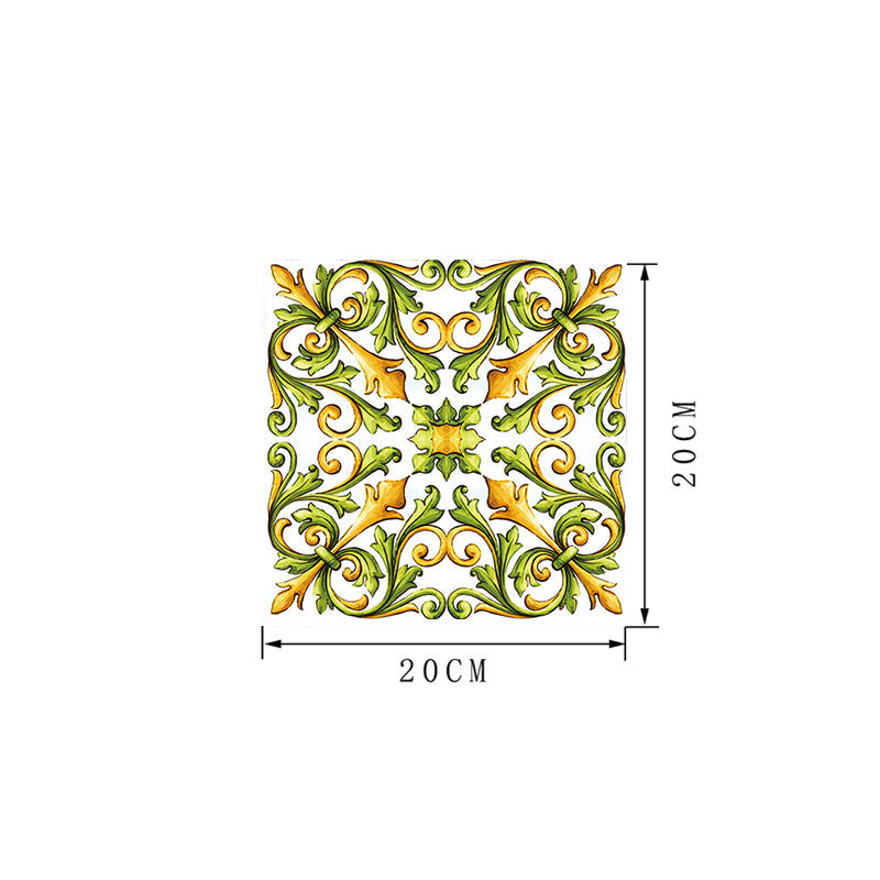 Mosaics Tile Adhesive Wallpapers 18 Pieces Boho Enchanting Fleur-De-Lis Wall Art in Green, 8' x 8" Clearhalo 'Wall Decor' 'Wallpaper' 1513158