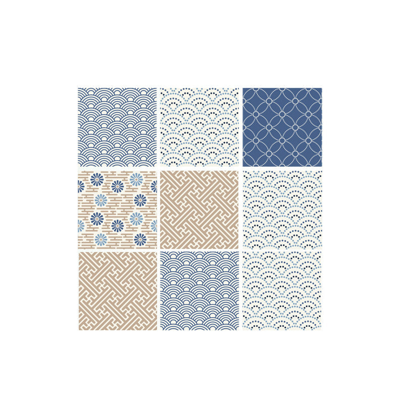 Blue Mediterranean Peel Wallpaper Panels 18 Pieces 8' L x 8" W Wave Pattern Wall Decor Clearhalo 'Wall Decor' 'Wallpaper' 1513175