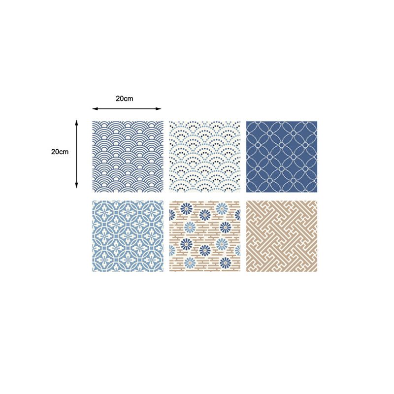 Blue Mediterranean Peel Wallpaper Panels 18 Pieces 8' L x 8" W Wave Pattern Wall Decor Clearhalo 'Wall Decor' 'Wallpaper' 1513176
