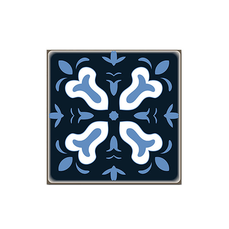 Baroque Tiles Wallpaper Panel Set 18 Pcs Blue PVC Wall Covering, Easy Peel off, 8' x 8" Clearhalo 'Wall Decor' 'Wallpaper' 1513184