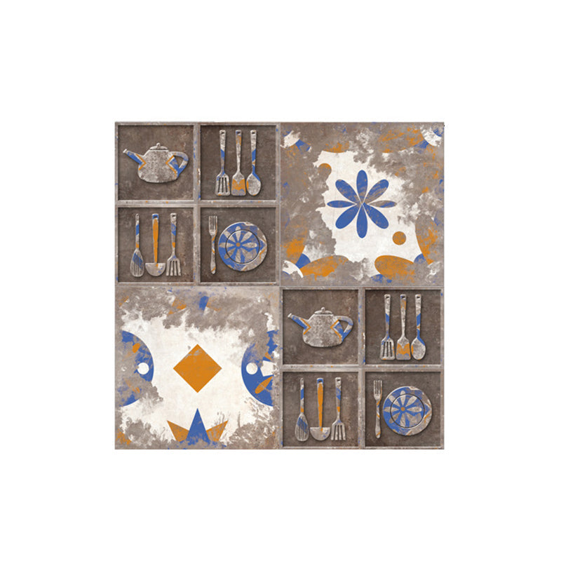 Nostalgic Distressed Dishware Wallpapers for Restaurant 20 Pieces 8.6-sq ft Wall Decor in Grey, Stick On Clearhalo 'Vintage wall decor' 'Vintage' 'Wallpaper' Wall Decor' 1513197