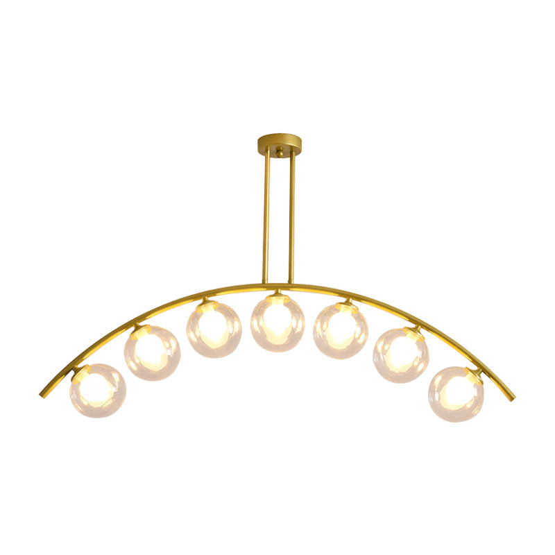 Postmodern 3/5/7-Light Island Pendant with Clear/White Shade Gold Curvy Ceiling Light for Kitchen Clearhalo 'Ceiling Lights' 'Close To Ceiling Lights' 'Glass shade' 'Glass' 'Island Lights' Lighting' 151327