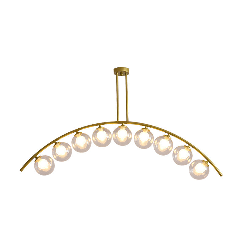 Postmodern 3/5/7-Light Island Pendant with Clear/White Shade Gold Curvy Ceiling Light for Kitchen Clearhalo 'Ceiling Lights' 'Close To Ceiling Lights' 'Glass shade' 'Glass' 'Island Lights' Lighting' 151331