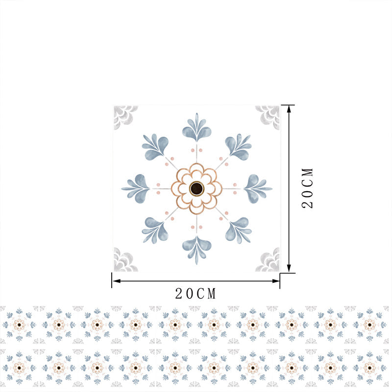 Rural Flower Adhesive Wallpaper Panel Set 20 Pieces White Kitchen Backsplash Wall Decor, 8.6-sq ft Clearhalo 'Country wall decor' 'Rustic' 'Wallpaper' Wall Decor' 1513353