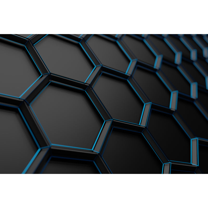 Black Honeycomb Metal Wallpaper Mural 3D Stain Resistant Wall Covering for Bedroom Clearhalo 'Wall Decor' 'Wall Mural' 1513906