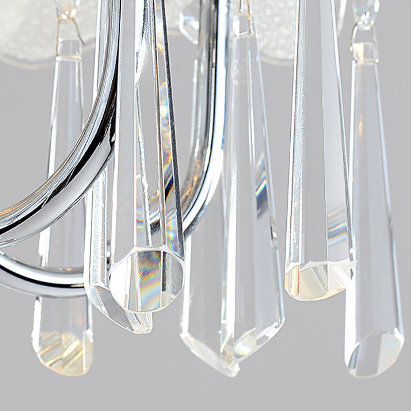 5 Bulbs Flower Hanging Chandelier Light Modern Glass Ceiling Light Fixture with K9 Crystal in Chrome Clearhalo 'Ceiling Lights' 'Chandeliers' 'Modern Chandeliers' 'Modern' Lighting' 151403
