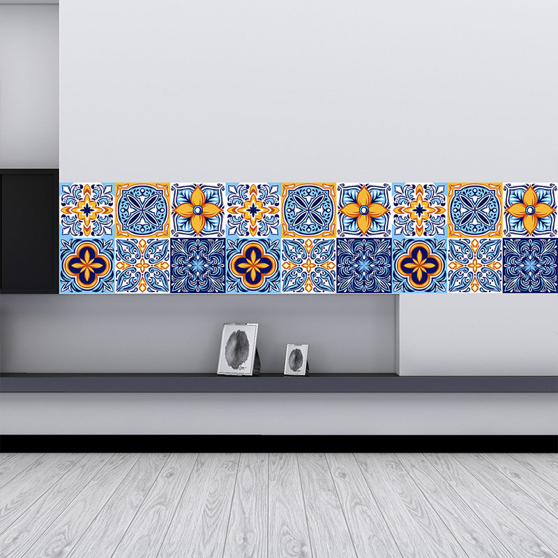 Fleur De Lis Stick Wallpapers Blue Bohemia Wall Art for Kitchen Backsplash, 18 Pieces Clearhalo 'Wall Decor' 'Wallpaper' 1514120