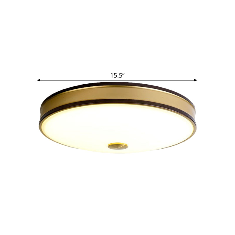 White Glass Round Ceiling Flush Warehouse LED Bedroom Flush Mount Lighting in Black/Gold, 12"/19"/15.5" Width Clearhalo 'Ceiling Lights' 'Close To Ceiling Lights' 'Close to ceiling' 'Flush mount' Lighting' 1515989