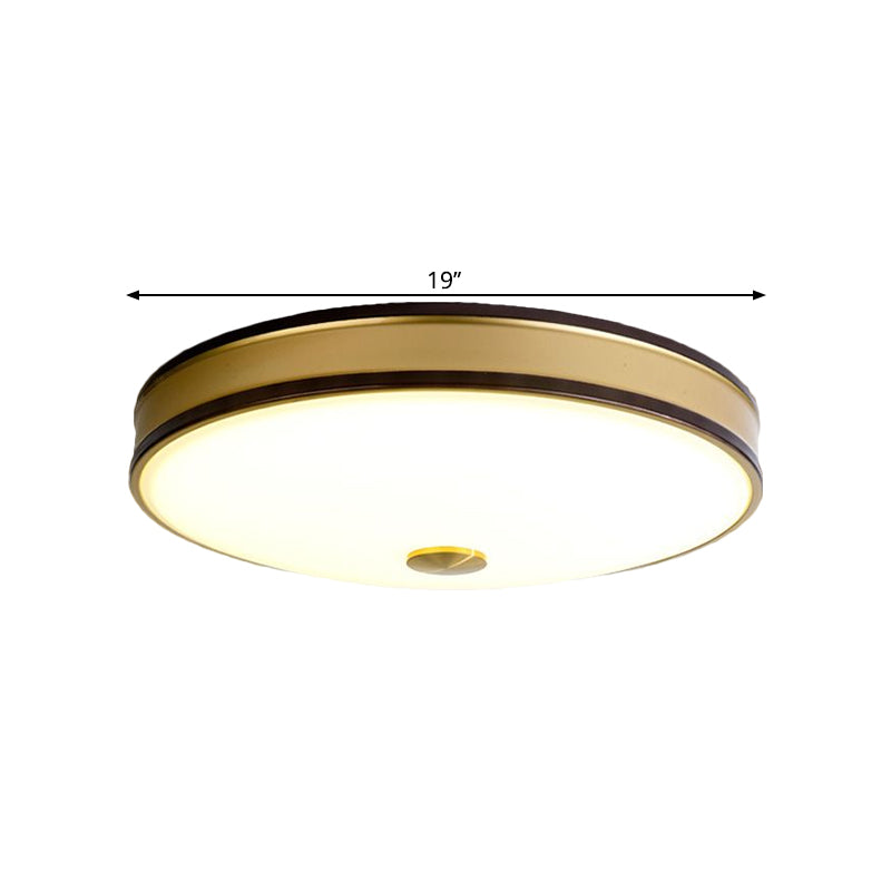 White Glass Round Ceiling Flush Warehouse LED Bedroom Flush Mount Lighting in Black/Gold, 12"/19"/15.5" Width Clearhalo 'Ceiling Lights' 'Close To Ceiling Lights' 'Close to ceiling' 'Flush mount' Lighting' 1515990