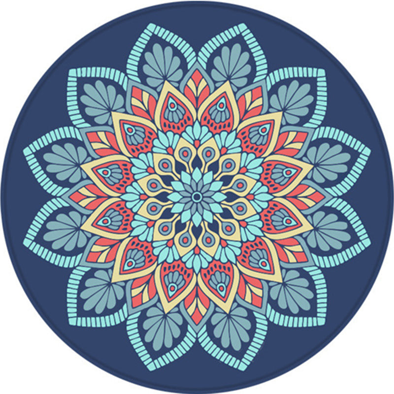Tribal Southwestern Floral Rug Blue Polyester Rug Non-Slip Backing Area Rug for Bedroom Clearhalo 'Area Rug' 'Rugs' 'Southwestern' Rug' 1516307