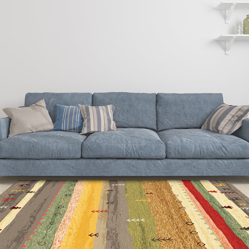 Retro Deer Wave Rectangle Rug in Blue Bohemian Carpet Polyester Washable Carpet for Bedroom Clearhalo 'Area Rug' 'Bohemian' 'Rugs' Rug' 1516854