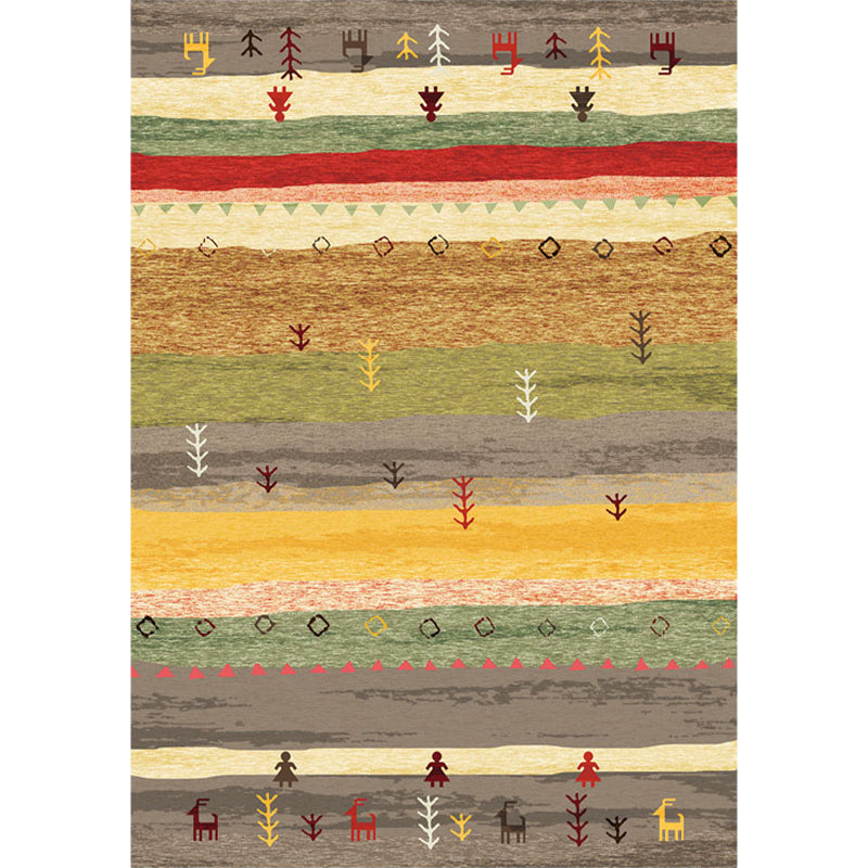 Retro Deer Wave Rectangle Rug in Blue Bohemian Carpet Polyester Washable Carpet for Bedroom Clearhalo 'Area Rug' 'Bohemian' 'Rugs' Rug' 1516855