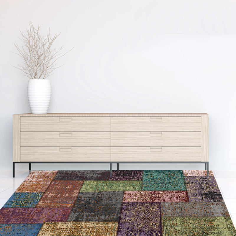 Oriental Moroccan Rug Colorful Color Block Rectangle Print Area Rug Polyester Washable Area Rug for Home Decoration Green Clearhalo 'Area Rug' 'Moroccan' 'Rugs' Rug' 1517053