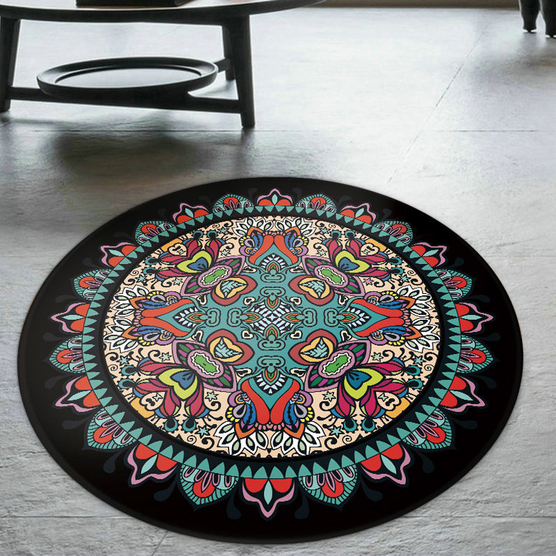 Tribal Southwestern Rug Blue and Black Polyester Rug Non-Slip Backing Carpet for Bedroom Clearhalo 'Area Rug' 'Rugs' 'Southwestern' Rug' 1517358