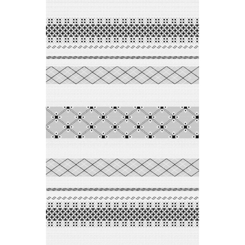 Boho-Chic Geometric Stripe Diamond Rug in White Bohemian Carpet Polyester Anti-Slip Carpet for Living Room Clearhalo 'Area Rug' 'Bohemian' 'Rugs' Rug' 1517464
