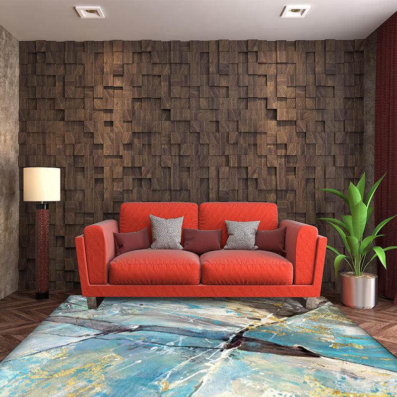 Casual Modern Rug in Blue Abstract Marble Print Area Rug Polyester Washable Carpet for Living Room Clearhalo 'Area Rug' 'Modern' 'Rugs' Rug' 1517541