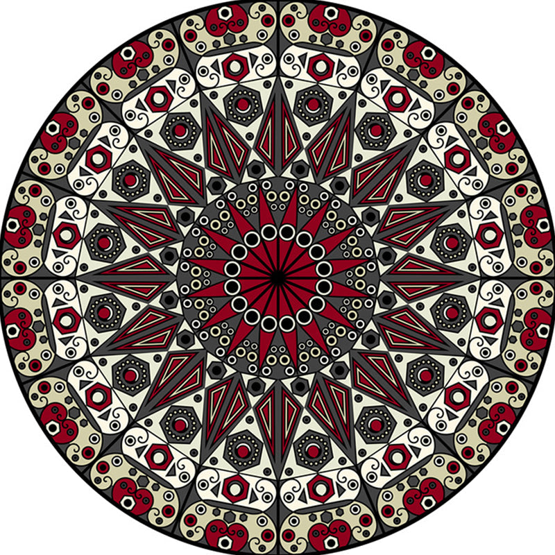 Moroccan Floral Rug White and Red Polyester Rug Non-Slip Backing Machine Washable Carpet for Bedroom Clearhalo 'Area Rug' 'Moroccan' 'Rugs' Rug' 1517657