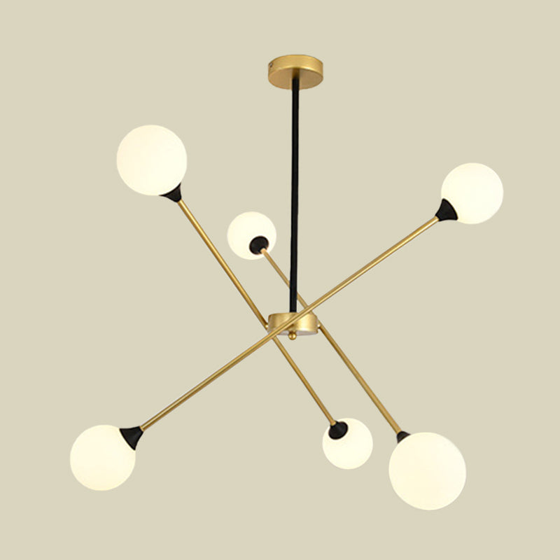 Spark Shape Hanging Light Simple Style Metal Chandelier Light with Orb Shade for Restaurant Clearhalo 'Ceiling Lights' 'Chandeliers' 'Clear' 'Industrial' 'Modern Chandeliers' 'Modern' 'Tiffany' 'Traditional Chandeliers' Lighting' 1523079