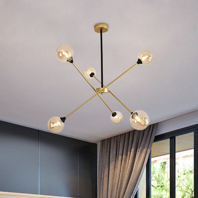 Spark Shape Hanging Light Simple Style Metal Chandelier Light with Orb Shade for Restaurant Clearhalo 'Ceiling Lights' 'Chandeliers' 'Clear' 'Industrial' 'Modern Chandeliers' 'Modern' 'Tiffany' 'Traditional Chandeliers' Lighting' 1523082