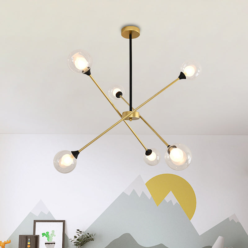 Spark Shape Hanging Light Simple Style Metal Chandelier Light with Orb Shade for Restaurant Clearhalo 'Ceiling Lights' 'Chandeliers' 'Clear' 'Industrial' 'Modern Chandeliers' 'Modern' 'Tiffany' 'Traditional Chandeliers' Lighting' 1523088