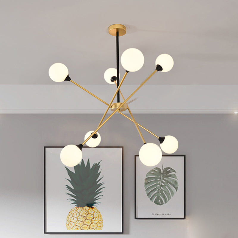 Spark Shape Hanging Light Simple Style Metal Chandelier Light with Orb Shade for Restaurant Clearhalo 'Ceiling Lights' 'Chandeliers' 'Clear' 'Industrial' 'Modern Chandeliers' 'Modern' 'Tiffany' 'Traditional Chandeliers' Lighting' 1523094