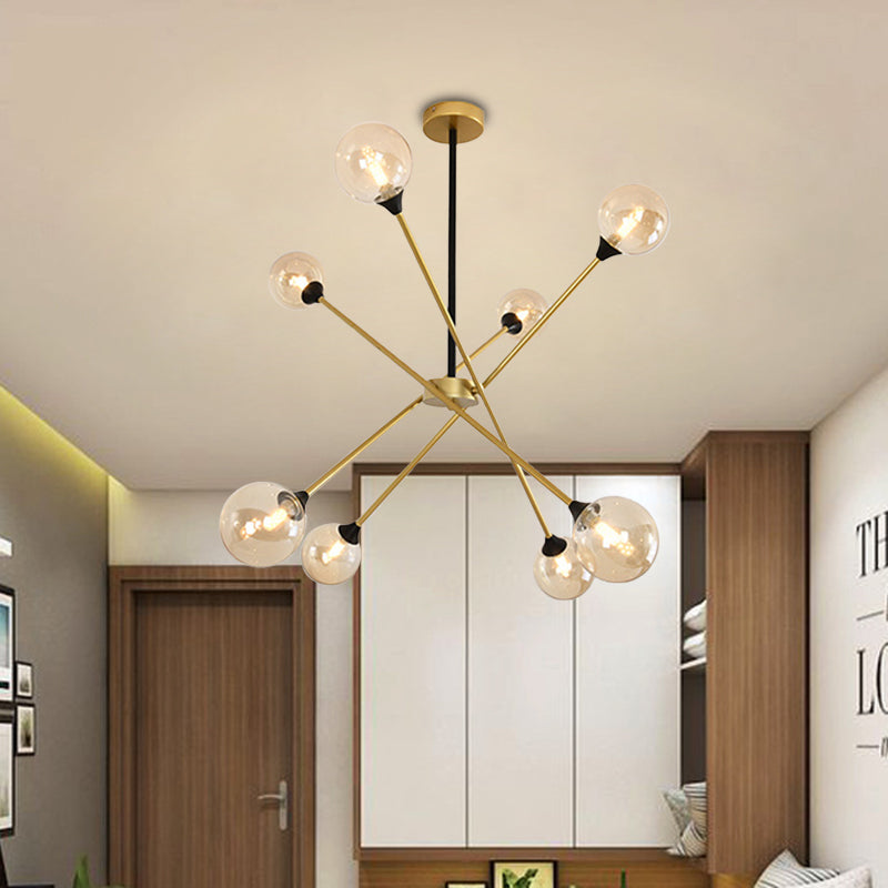 Spark Shape Hanging Light Simple Style Metal Chandelier Light with Orb Shade for Restaurant Clearhalo 'Ceiling Lights' 'Chandeliers' 'Clear' 'Industrial' 'Modern Chandeliers' 'Modern' 'Tiffany' 'Traditional Chandeliers' Lighting' 1523098