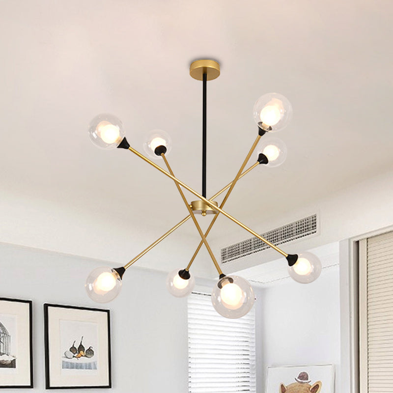 Spark Shape Hanging Light Simple Style Metal Chandelier Light with Orb Shade for Restaurant 8 Clear Clearhalo 'Ceiling Lights' 'Chandeliers' 'Clear' 'Industrial' 'Modern Chandeliers' 'Modern' 'Tiffany' 'Traditional Chandeliers' Lighting' 1523103