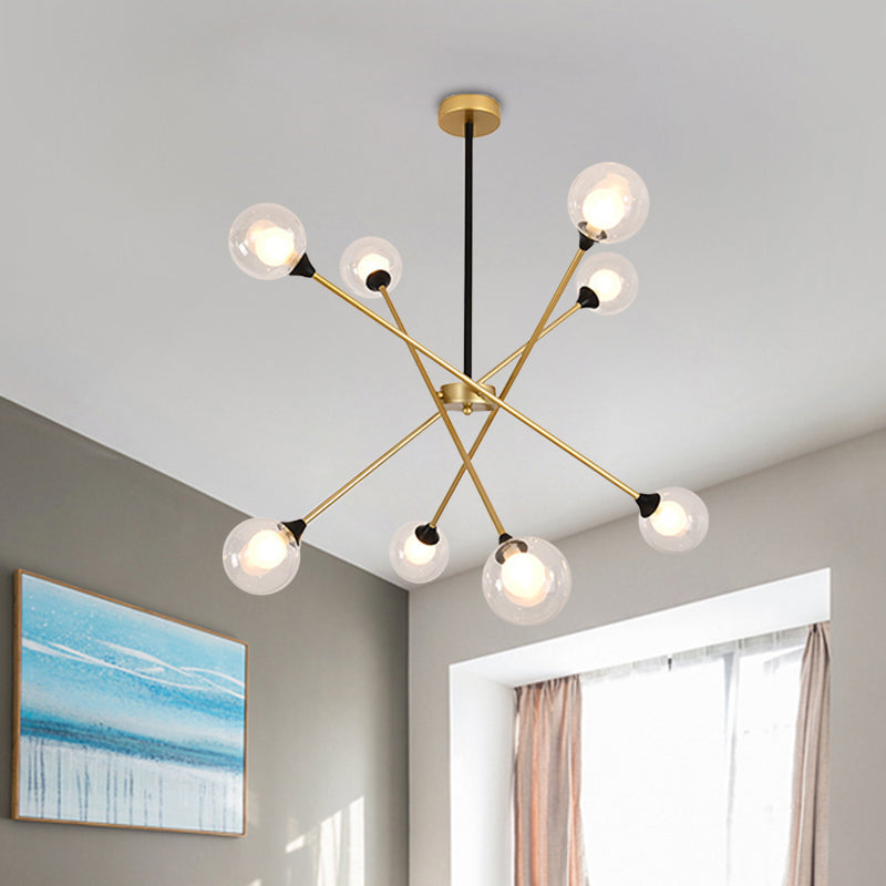 Spark Shape Hanging Light Simple Style Metal Chandelier Light with Orb Shade for Restaurant Clearhalo 'Ceiling Lights' 'Chandeliers' 'Clear' 'Industrial' 'Modern Chandeliers' 'Modern' 'Tiffany' 'Traditional Chandeliers' Lighting' 1523104