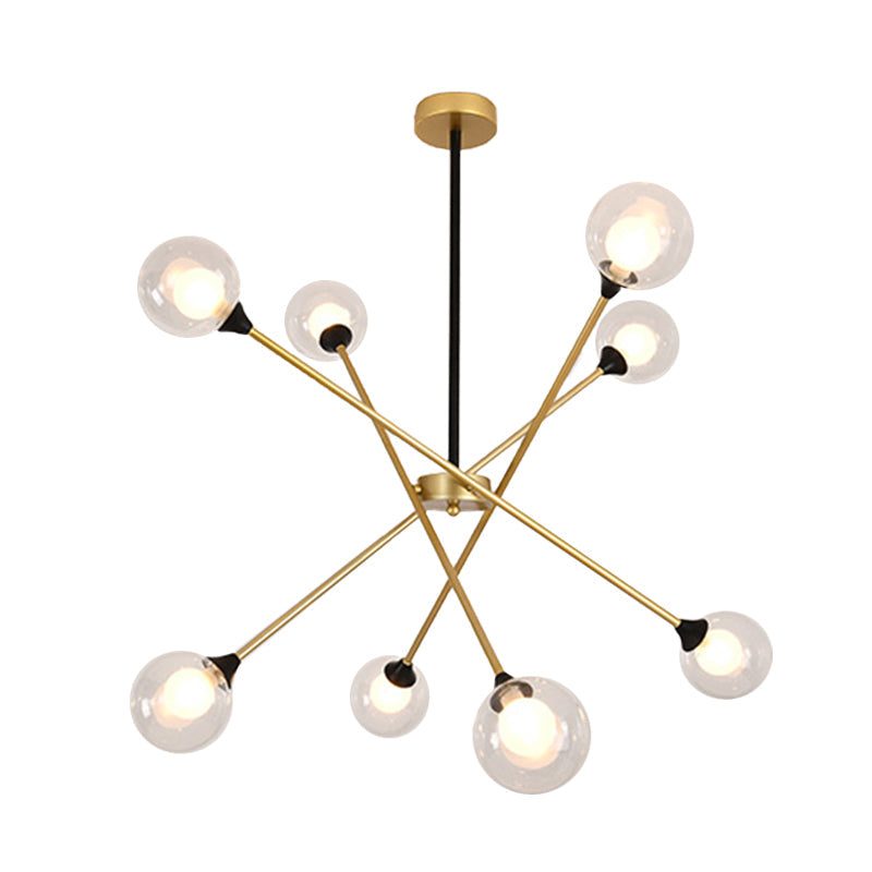 Spark Shape Hanging Light Simple Style Metal Chandelier Light with Orb Shade for Restaurant Clearhalo 'Ceiling Lights' 'Chandeliers' 'Clear' 'Industrial' 'Modern Chandeliers' 'Modern' 'Tiffany' 'Traditional Chandeliers' Lighting' 1523105
