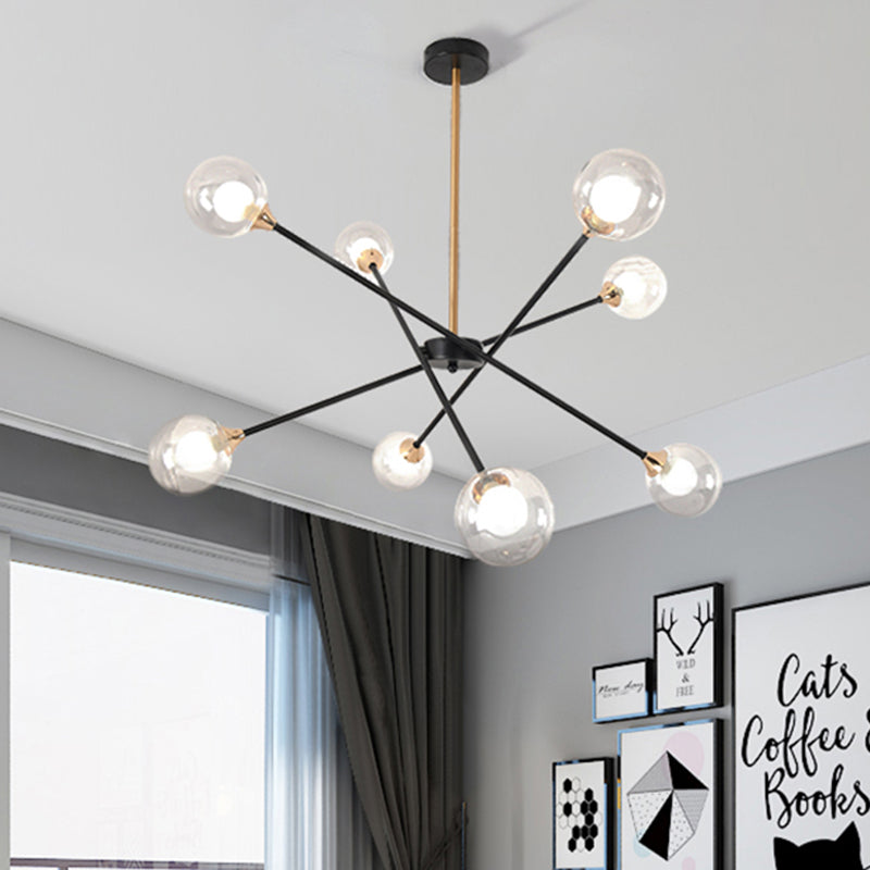 Simple Style Stacked Pendant Lamp with Bubble Shade Iron Chandelier for Hotel Living Room 8 Clear Clearhalo 'Ceiling Lights' 'Chandeliers' 'Clear' 'Industrial' 'Modern Chandeliers' 'Modern' 'Tiffany' 'Traditional Chandeliers' Lighting' 1523136