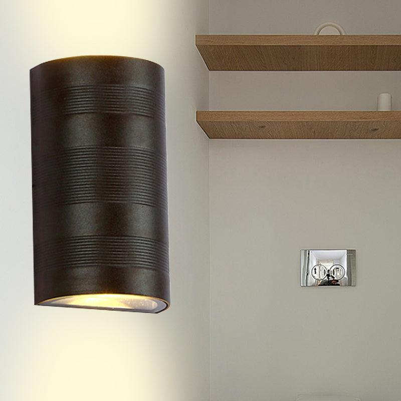Metallic Half-Cylinder Wall Washer Lamp Modern Style 2 Heads Black Wall Mounted Light in Warm/White Lighting Clearhalo 'Cast Iron' 'Glass' 'Industrial' 'Modern wall lights' 'Modern' 'Tiffany' 'Traditional wall lights' 'Wall Lamps & Sconces' 'Wall Lights' Lighting' 1523200
