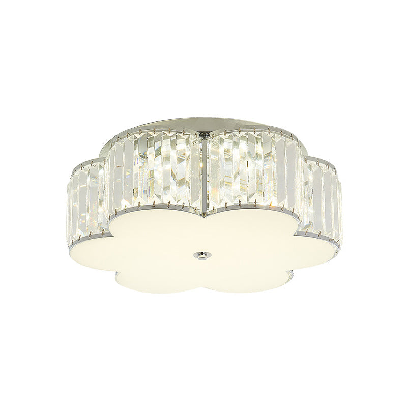 LED Round/Flower Flush Mount Lighting Modernist Crystal Ceiling Lamp with Acrylic Diffuser in White Clearhalo 'Ceiling Lights' 'Close To Ceiling Lights' 'Close to ceiling' 'Flush mount' Lighting' 153022