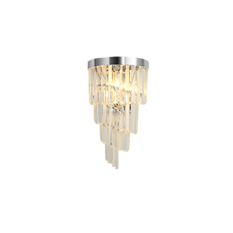 Contemporary Spiral Wall Mount Light Metal 2 Lights Wall Lamp with Faceted Crystal in Clear/Amber for Living Room Clearhalo 'Modern wall lights' 'Modern' 'Wall Lamps & Sconces' 'Wall Lights' Lighting' 153331