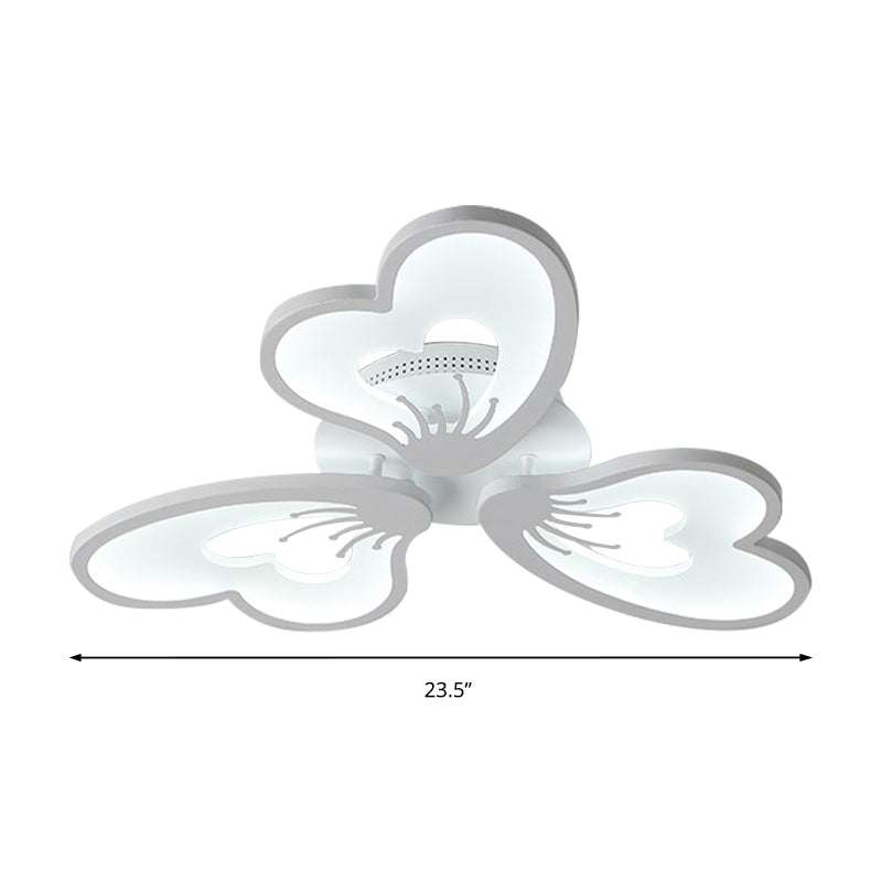 Flower Flush Mount Light Simple Style Acrylic White 3/5 Heads LED Bedroom Ceiling Mounted Light in Warm/White Clearhalo 'Ceiling Lights' 'Close To Ceiling Lights' 'Close to ceiling' 'Flush mount' Lighting' 153347