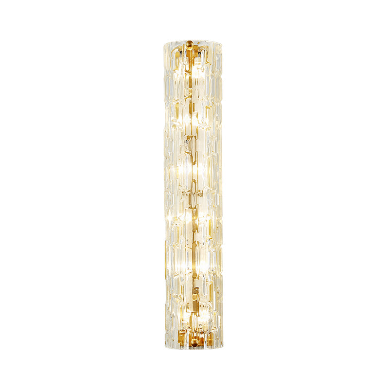 Contemporary Linear Wall Lighting Clear Crystal and Metal Multi Light Wall Lamp in Gold for Living Room Clearhalo 'Modern wall lights' 'Modern' 'Wall Lamps & Sconces' 'Wall Lights' Lighting' 153366