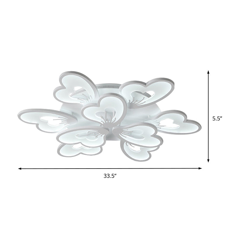 Modern Creative Petal Ceiling Flush Mount Acrylic White 9/12/15 Heads Integrated LED Living Room Flush Mount Light in Warm/White Clearhalo 'Ceiling Lights' 'Close To Ceiling Lights' 'Close to ceiling' 'Flush mount' Lighting' 153413