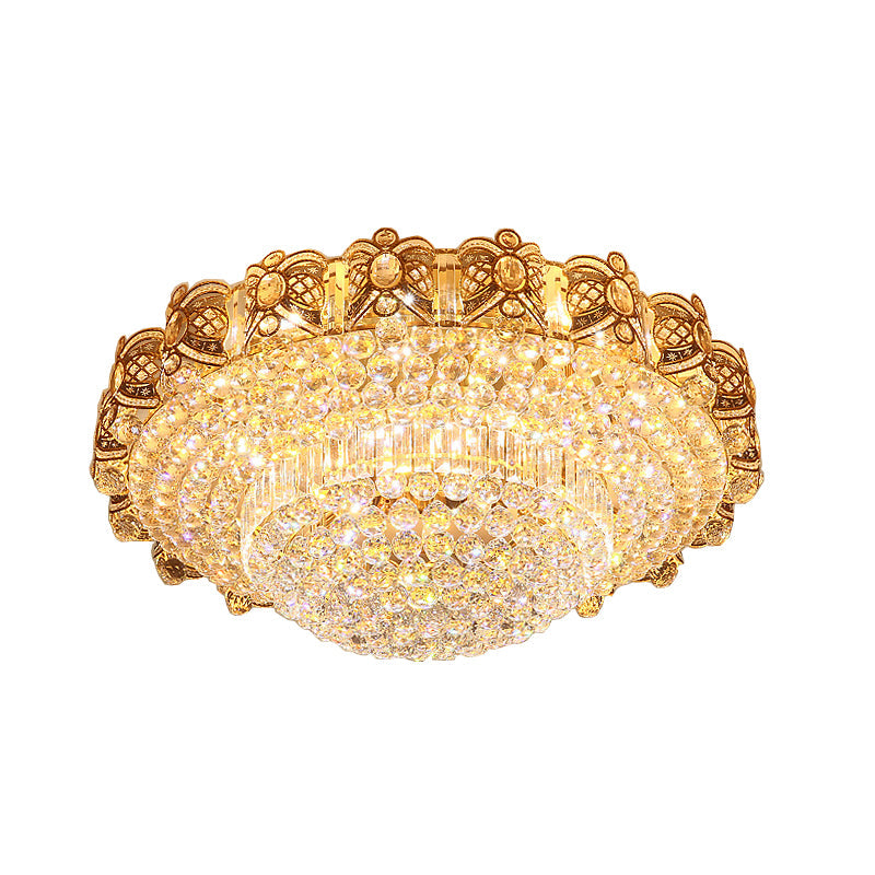 Contemporary Crystal Ceiling Light Fixture Integrated Led Round Flush Mount Light in Gold, 16"/23.5" Wide Clearhalo 'Ceiling Lights' 'Close To Ceiling Lights' 'Close to ceiling' 'Flush mount' Lighting' 154700